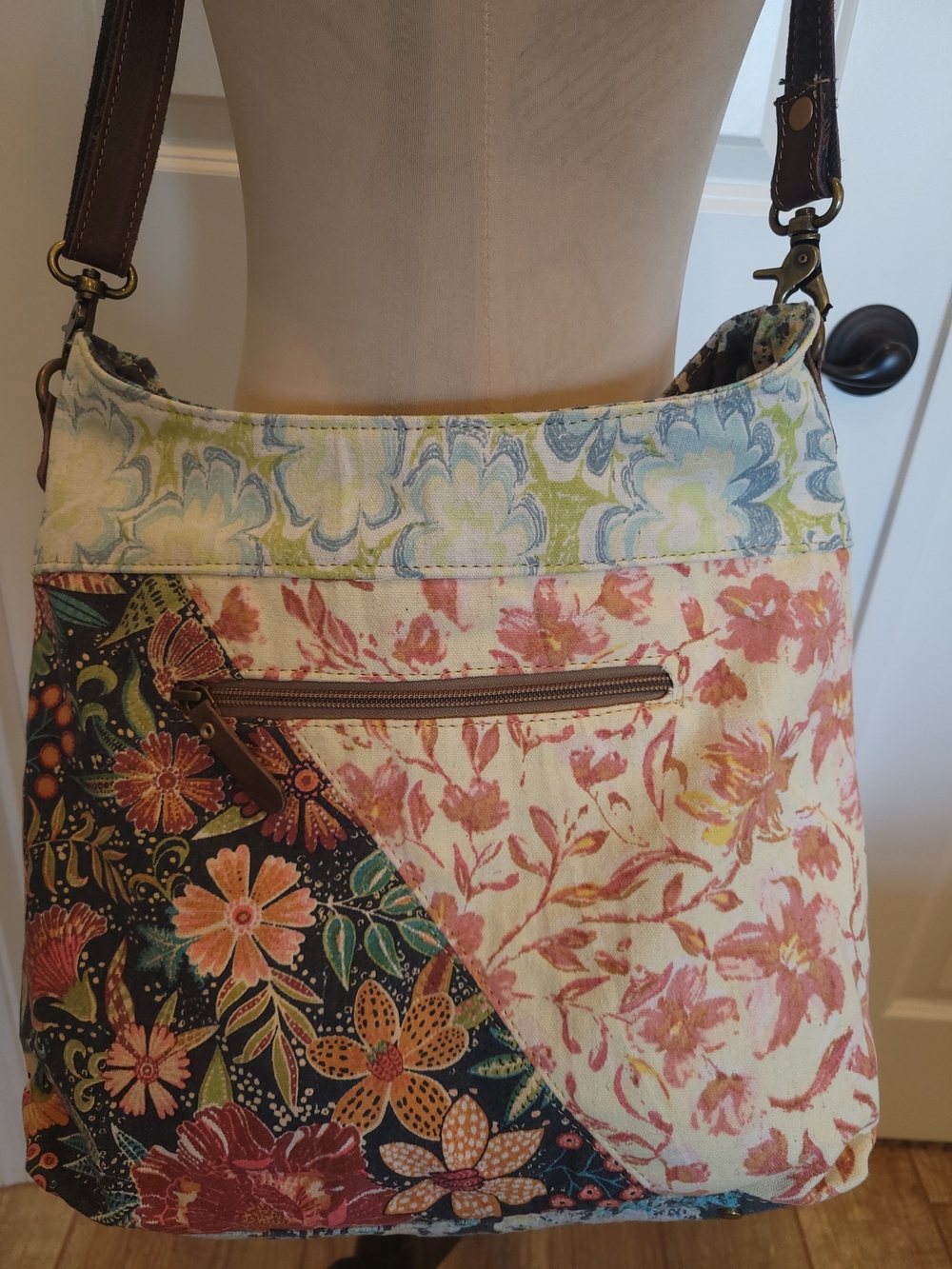 NWT Myra Bag Floral Patchwork Saddle Bag in Purple, Brown, Cream - Picture 9 of 13